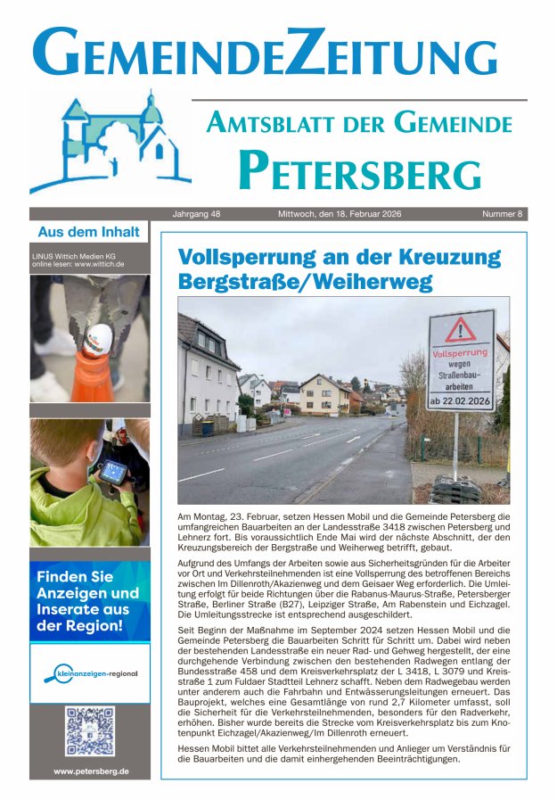 Amtsblatt Blickpunkt Petersberg Titelblatt 08/2026