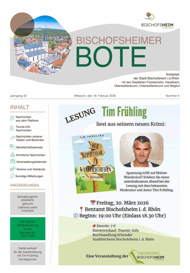 Bischofsheimer Bote Titelblatt 04/2026