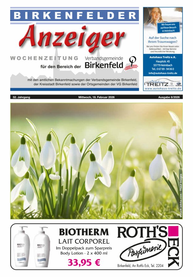 Birkenfelder Anzeiger Titelblatt 08/2026
