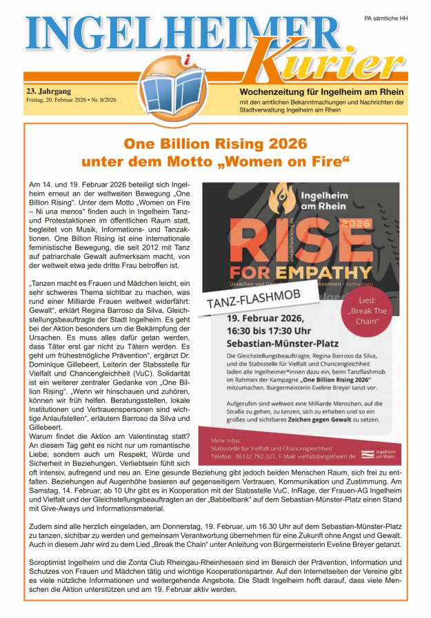 Ingelheimer Kurier Titelblatt 08/2026