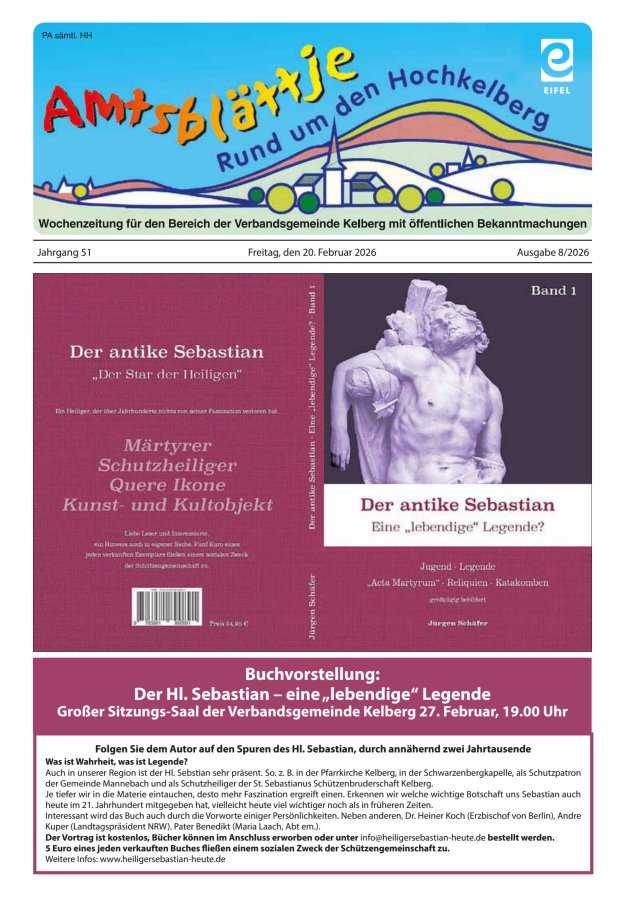 Amtsblättje - Rund um den Hochkelberg Titelblatt 08/2026
