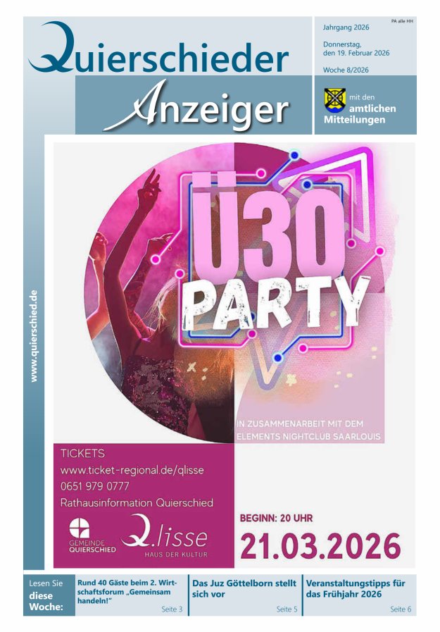Quierschieder Anzeiger Titelblatt 08/2026