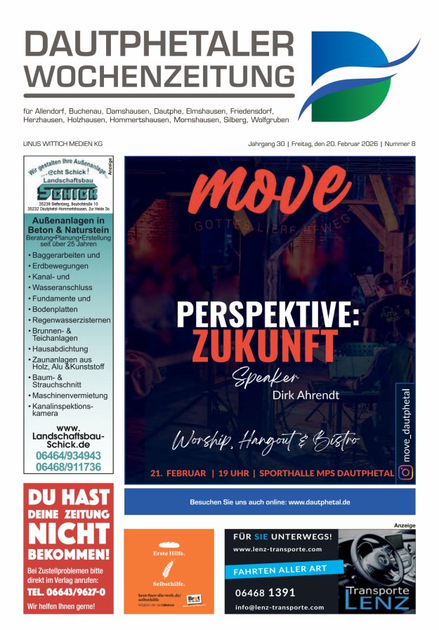 Dautphetaler Wochenzeitung Titelblatt 08/2026