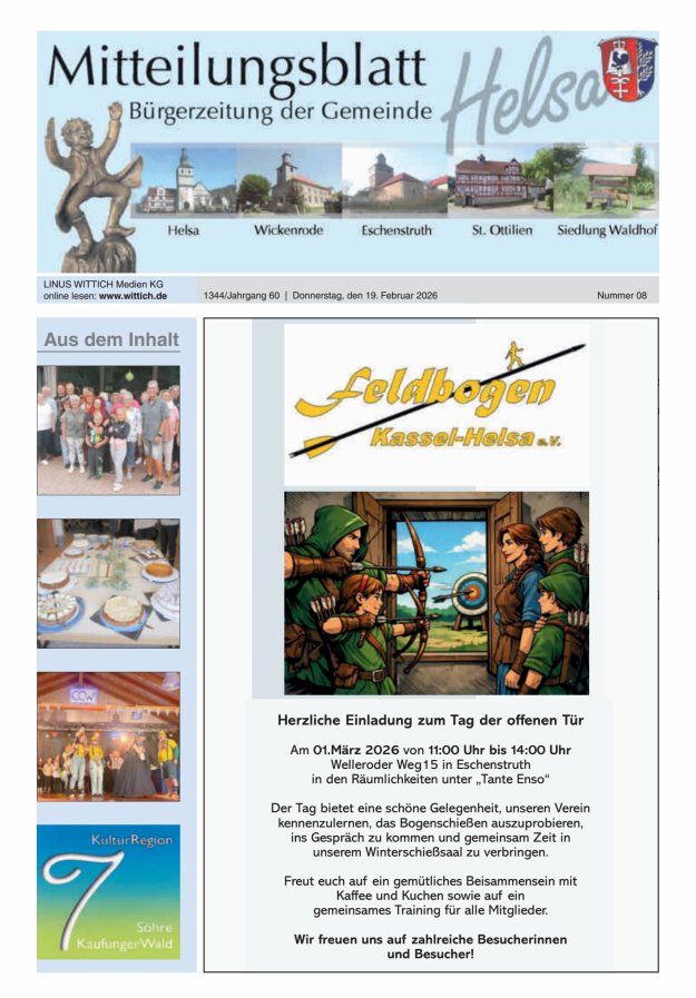 Mitteilungsblatt Helsa Titelblatt 08/2026