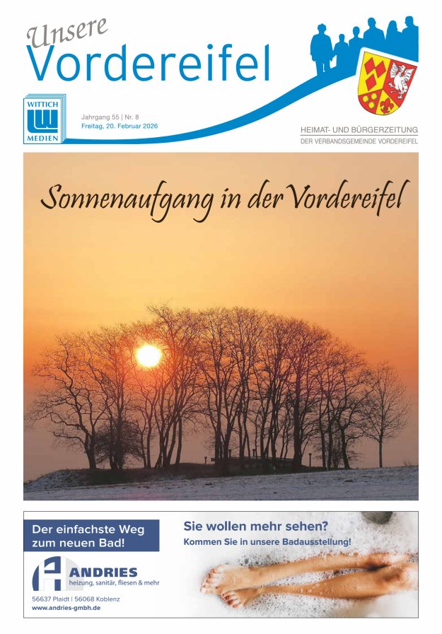 Mitteilungsblatt Vordereifel - Heimat- u Bürgerzeitung der VG Vordereifel Titelblatt 08/2026