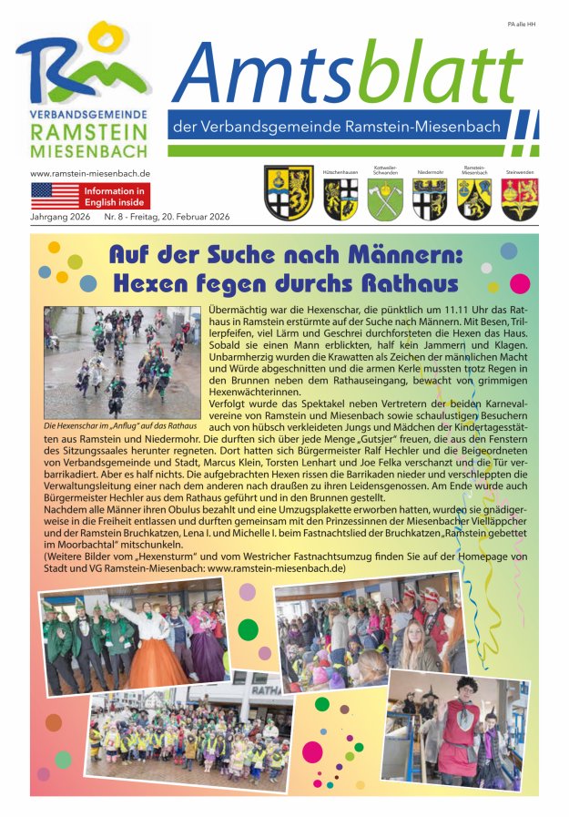 Amtsblatt VG Ramstein-Miesenbach Titelblatt 08/2026