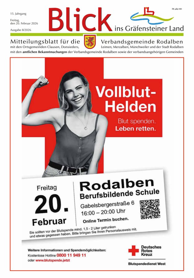 Blick ins Gräfensteiner Land VG Rodalben Titelblatt 08/2026