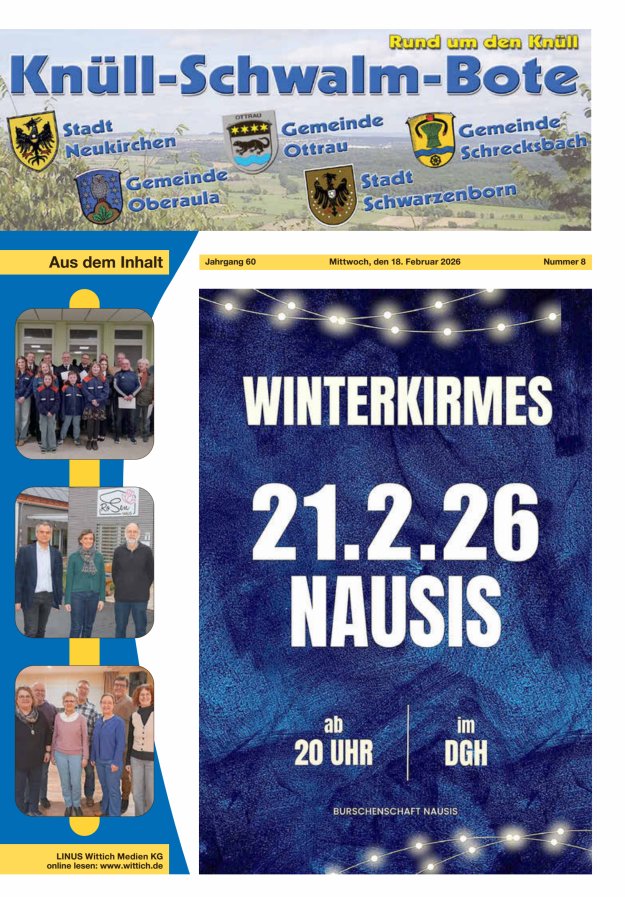 Knüll-Schwalm-Bote Titelblatt 08/2026