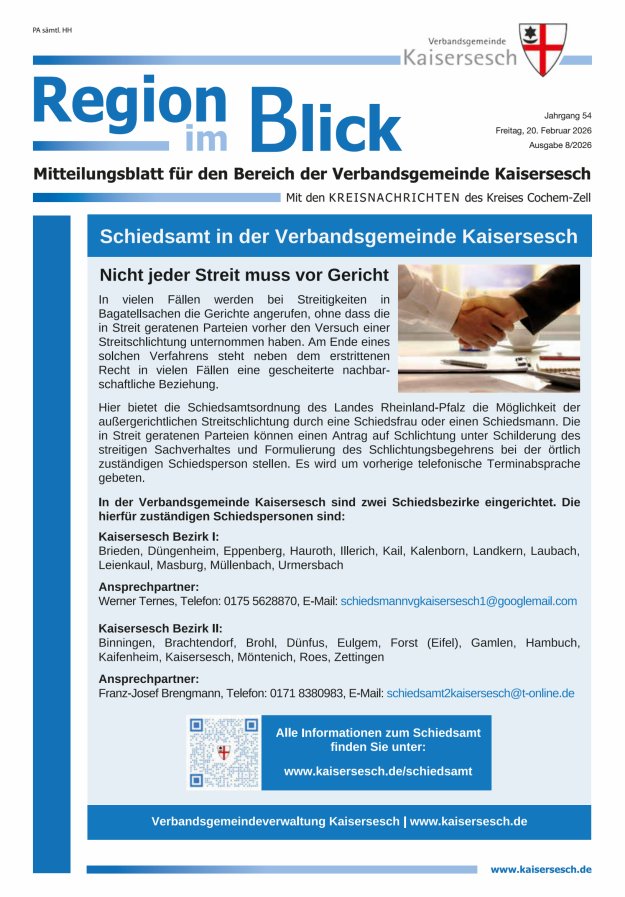 Region im Blick VG Kaisersesch Titelblatt 08/2026