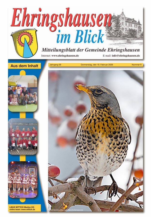 Mitteilungsblatt der Gemeinde Ehringshausen Titelblatt 08/2026