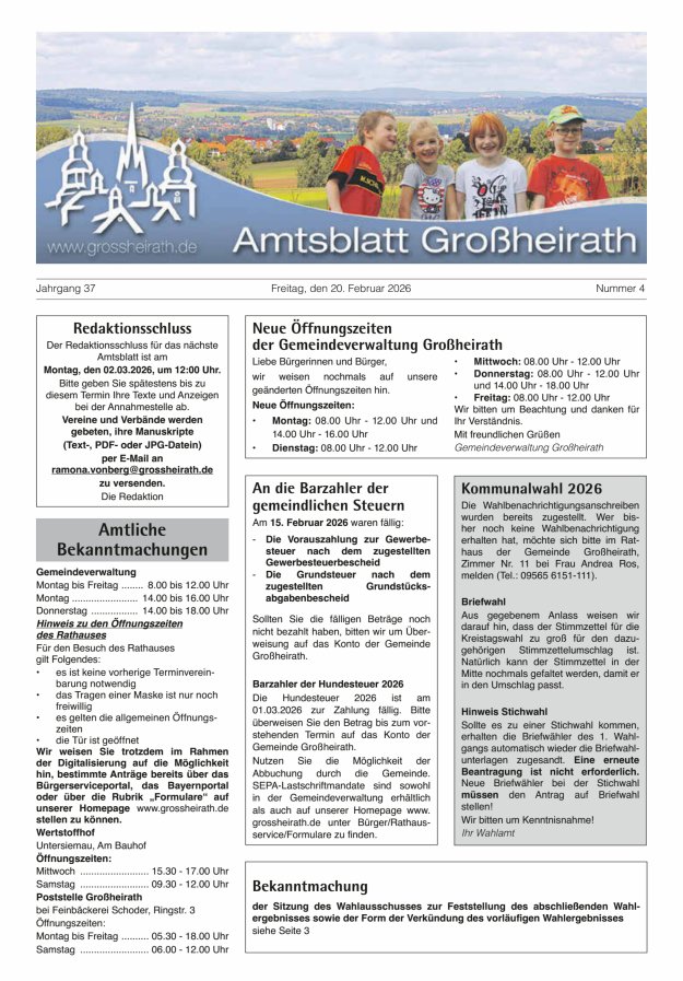 Amtsblatt Großheirath Titelblatt 04/2026