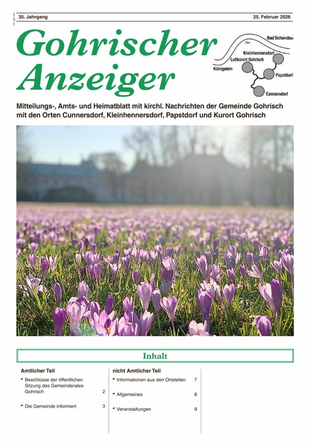 Gohrischer Anzeiger Titelblatt 02/2026