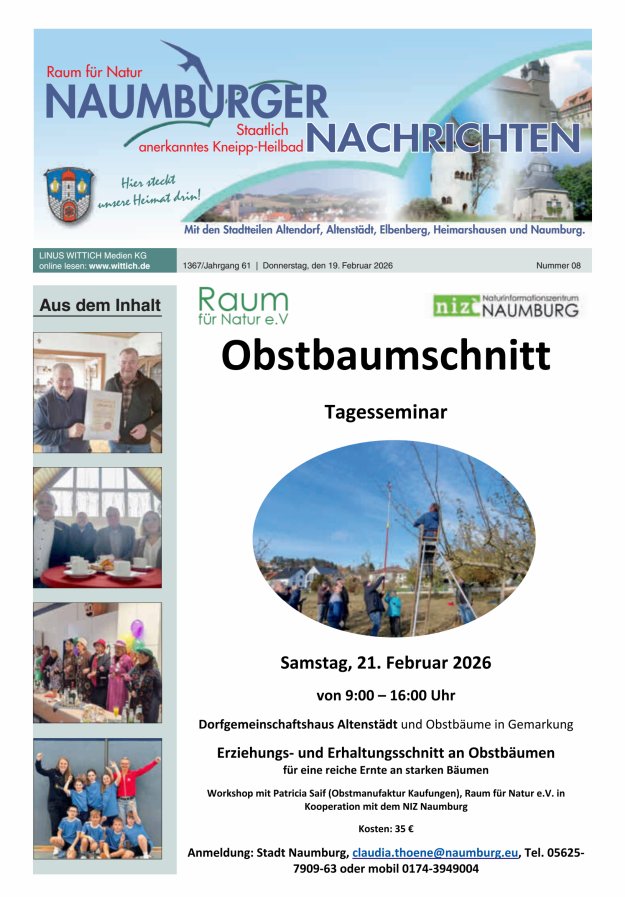Naumburger Nachrichten Titelblatt 08/2026