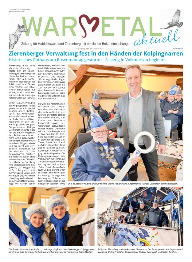 Warmetal aktuell (Habichtswald + Zierenberg) Titelblatt 08/2026