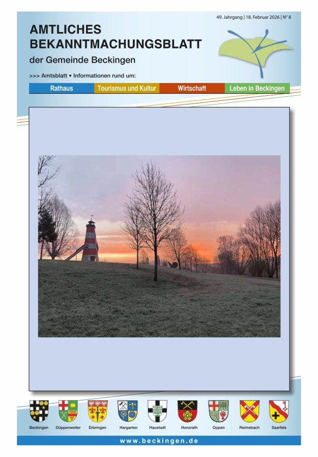 Amtsblatt Beckingen Titelblatt 08/2026