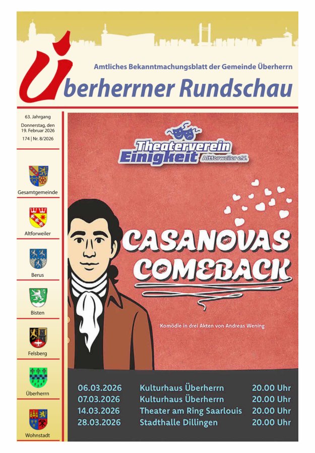 Überherrner Rundschau Titelblatt 08/2026