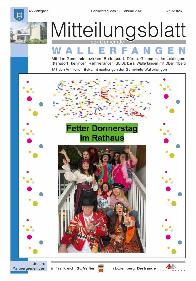 Mitteilungsblatt Gemeinde Wallerfangen Titelblatt 08/2026