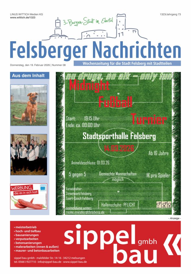 Felsberger Nachrichten Titelblatt 08/2026