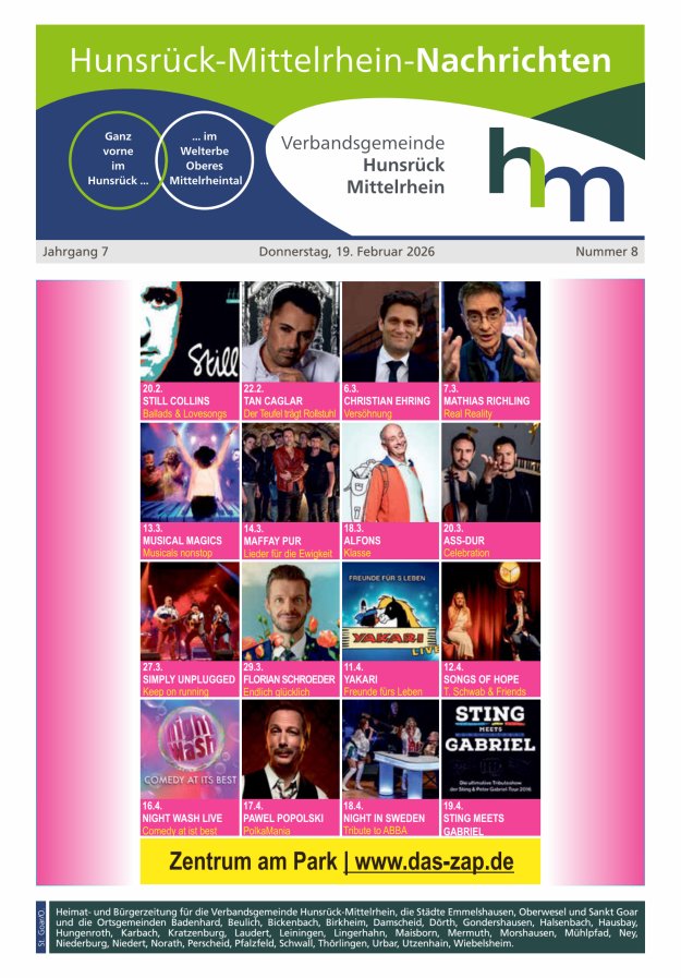 Hunsrück-Mittelrhein Nachrichten Ausgabe St Goar Oberwesel Titelblatt 07/2026