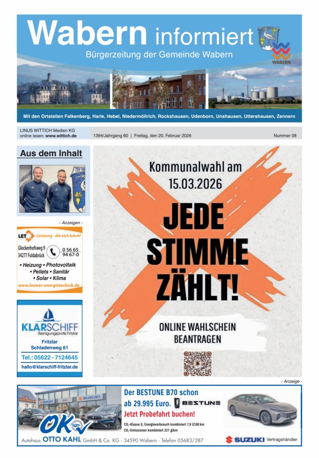Wabern informiert Titelblatt 08/2026