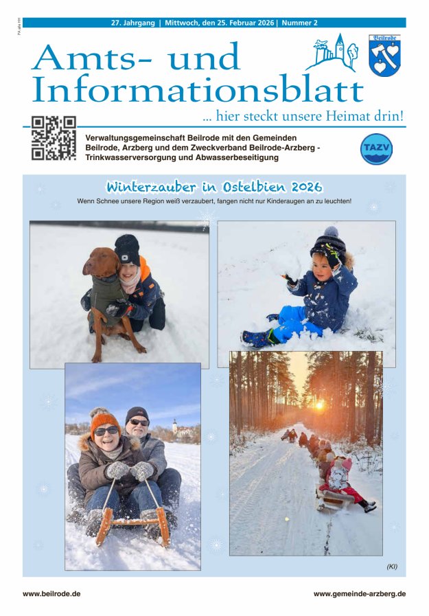 Amts- und Informationsblatt der Verwaltungsgemeinschaft Beilrode Titelblatt 02/2026