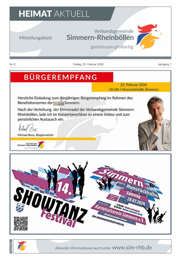 Heimat Aktuell Mitteilungsblatt der VG Simmern-Rheinböllen-Ausg Rheinböllen Titelblatt 07/2026