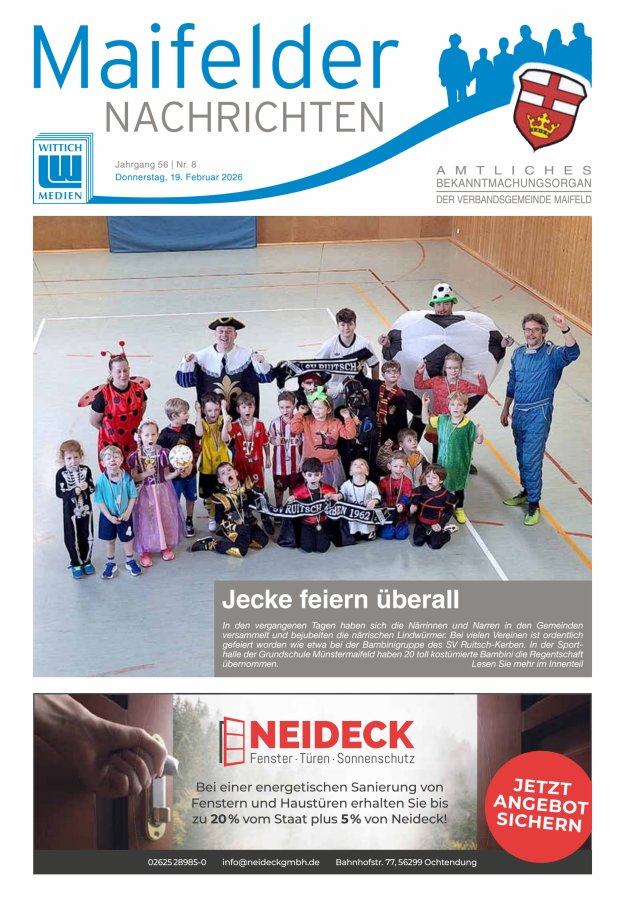 Maifelder Nachrichten - Wochenzeitung der Verbandsgemeinde Maifeld Titelblatt 08/2026