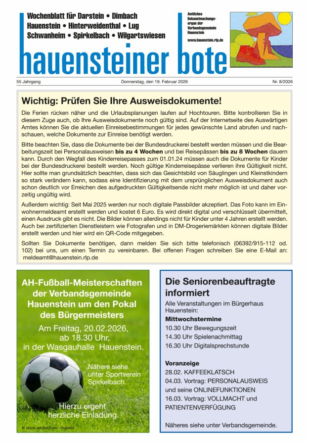 Hauensteiner Bote Titelblatt 08/2026