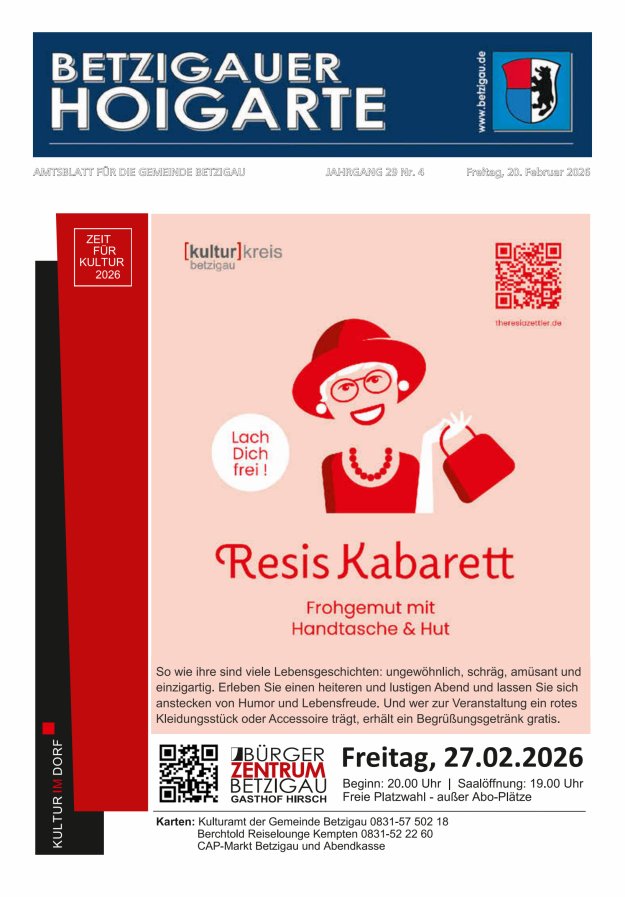 Betzigauer Hoigarte Amtsblatt der Gemeinde Betzigau Titelblatt 04/2026