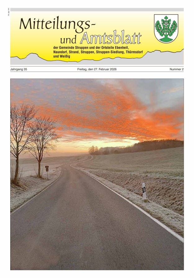 Mitteilungs- und Amtsblatt der Gemeinde Struppen und der Ortsteile Titelblatt 02/2026