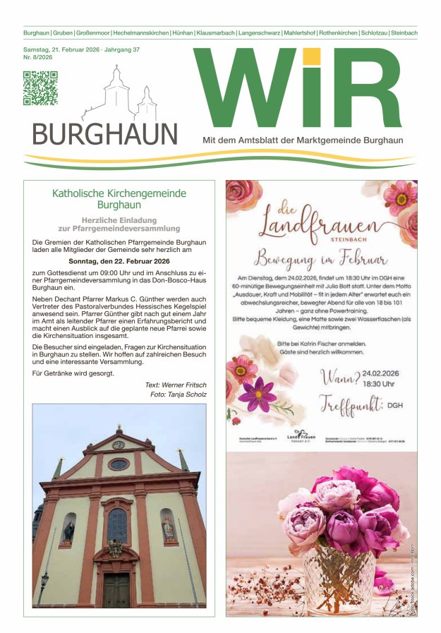 WIR - mit Amtsblatt der Marktgemeinde Burghaun Titelblatt 08/2026