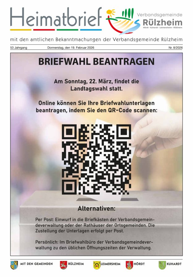 Heimatbrief VG Rülzheim Titelblatt 08/2026