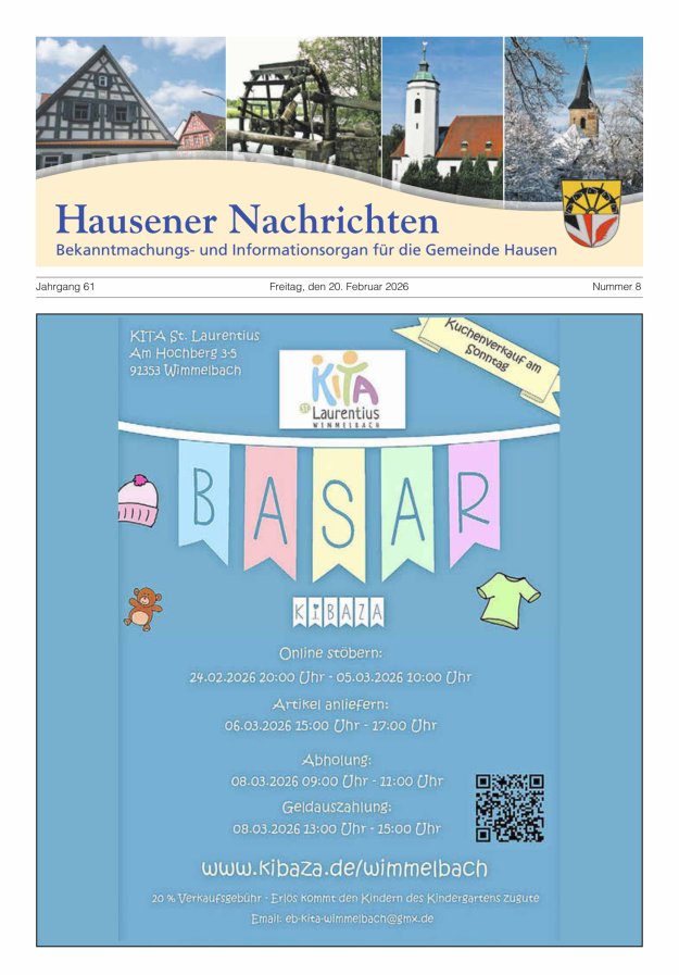 Hausener Nachrichten Titelblatt 08/2026
