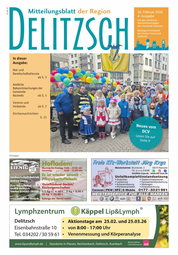 Mitteilungsblatt der Region Delitzsch Titelblatt 04/2026