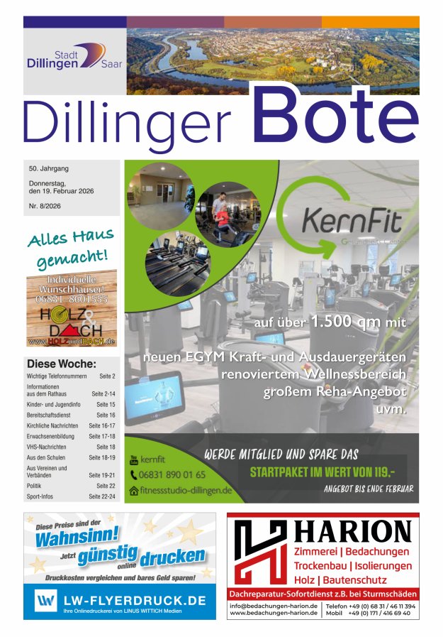 Dillinger Bote Titelblatt 08/2026