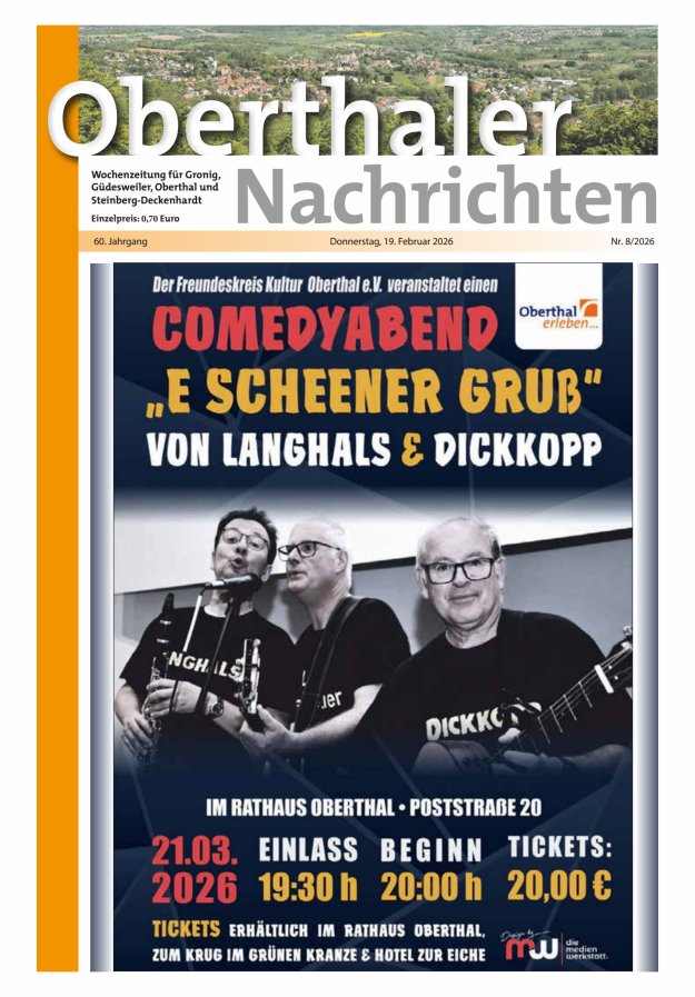 Oberthaler Nachrichten Titelblatt 08/2026