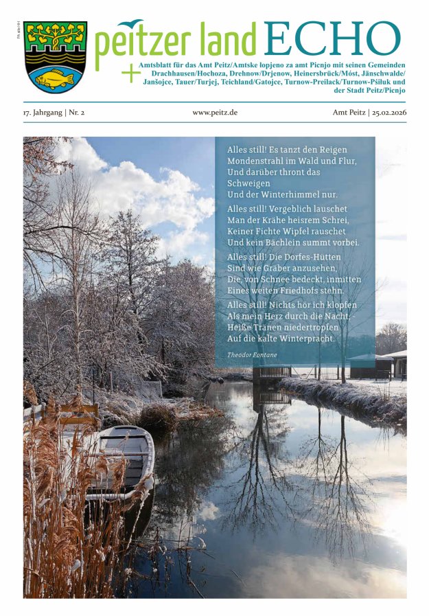 Peitzer LandEcho - Beilage: Amtsblatt für das Amt Peitz mit seinen Gemeinden Titelblatt 02/2026
