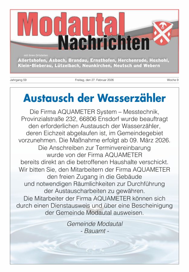 Modautal-Nachrichten Titelblatt 05/2026
