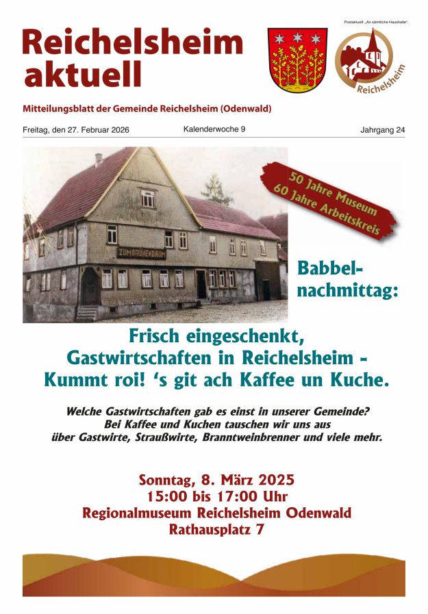Reichelsheim aktuell - Amtsblatt der Gemeinde Reichelsheim(Odenwald) Titelblatt 09/2026