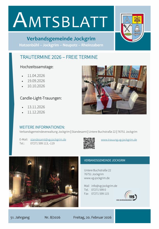 Amtsblatt VG Jockgrim Titelblatt 08/2026