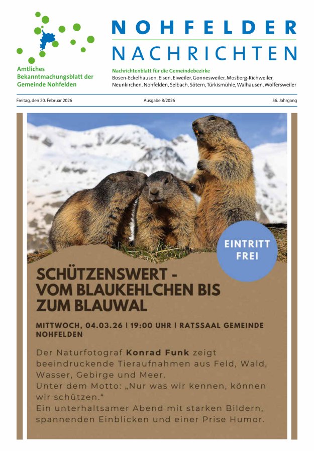 Nohfelder Nachrichten Titelblatt 08/2026
