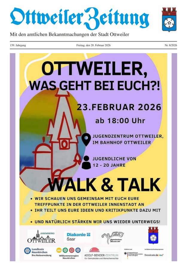Ottweiler Zeitung Titelblatt 08/2026