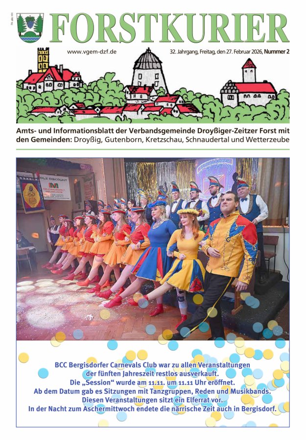 Forstkurier Amts- u. Informationsblatt VG Droyßiger-Zeitzer Forst Titelblatt 02/2026