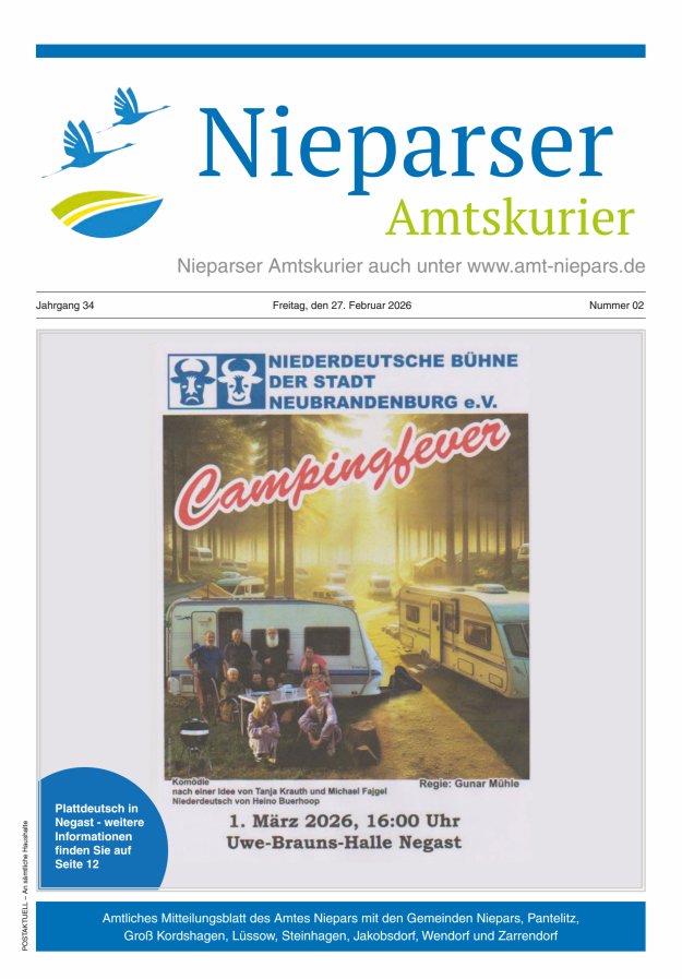 Nieparser Amtskurier Titelblatt 02/2026
