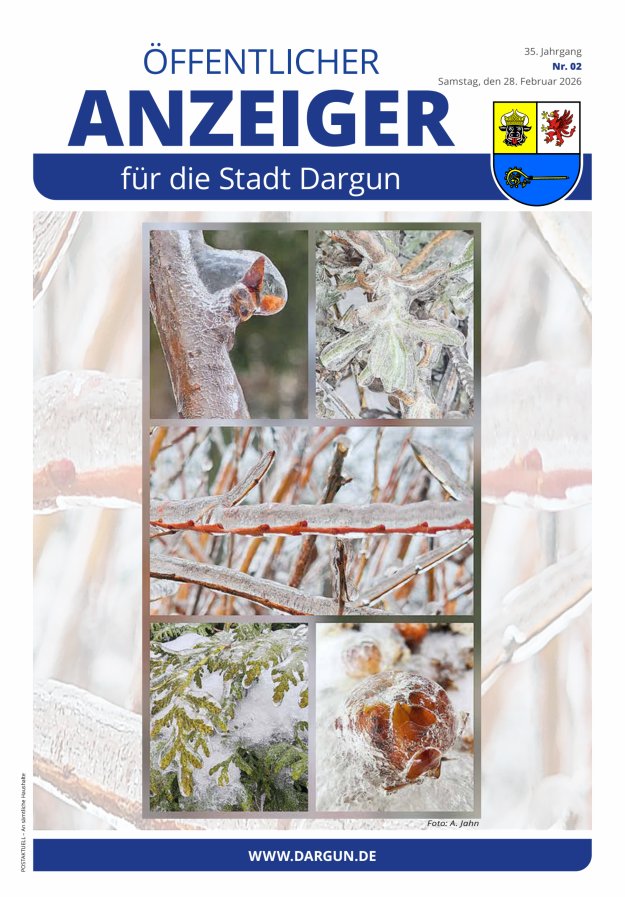 Öffentlicher Anzeiger der Stadt Dargun Titelblatt 02/2026