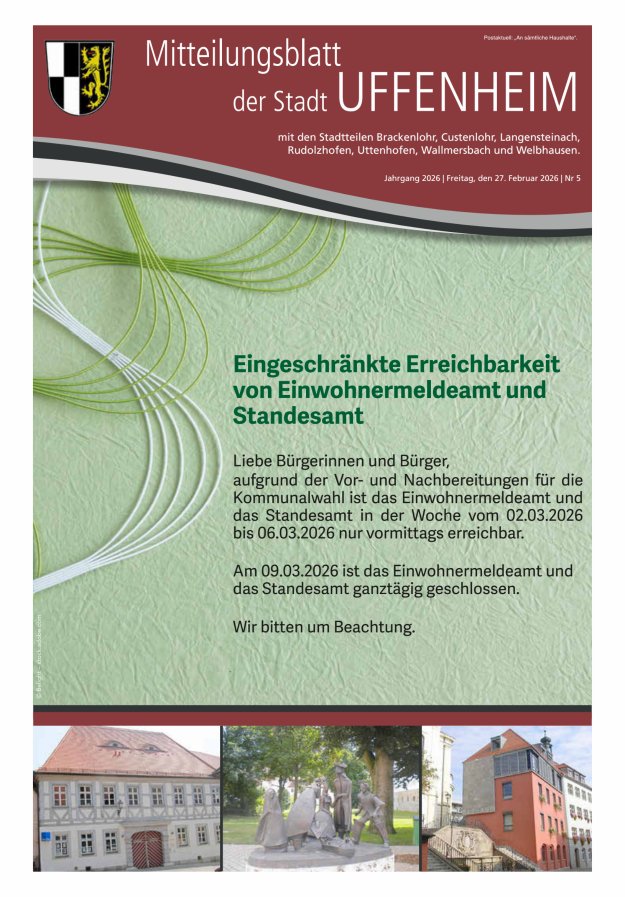 Mitteilungsblatt der Stadt Uffenheim Titelblatt 05/2026
