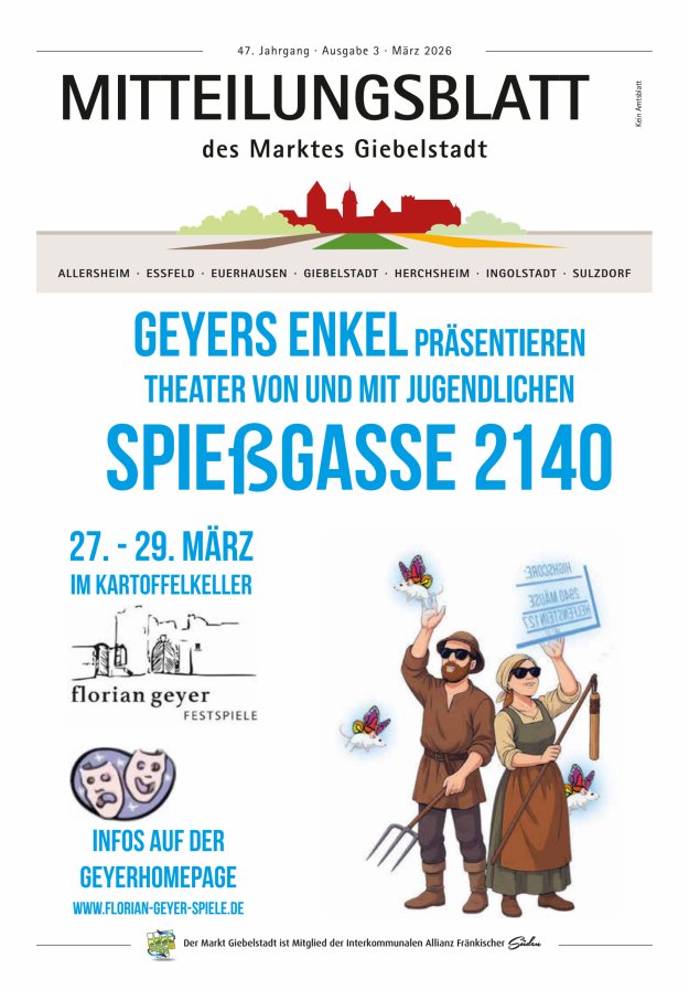 Mitteilungsblatt des Marktes Giebelstadt Titelblatt 03/2026