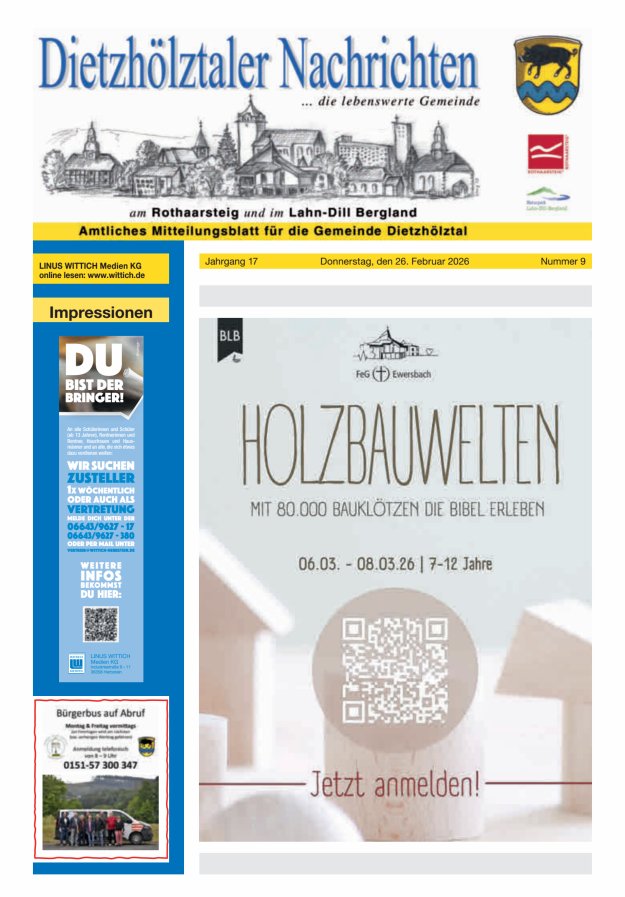 Dietzhölztaler Nachrichten Titelblatt 09/2026