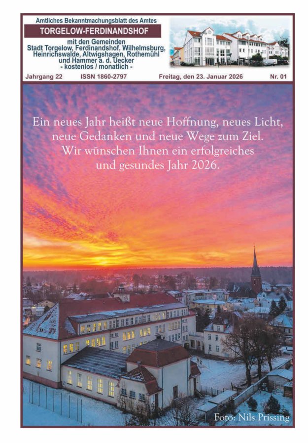 Amtliches Bekanntmachungsblatt des Amtes Torgelow-Ferdinandshof Titelblatt 01/2026