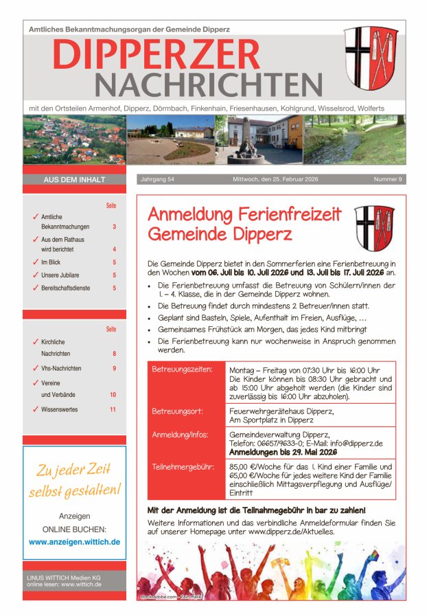 Dipperzer Nachrichten Titelblatt 09/2026